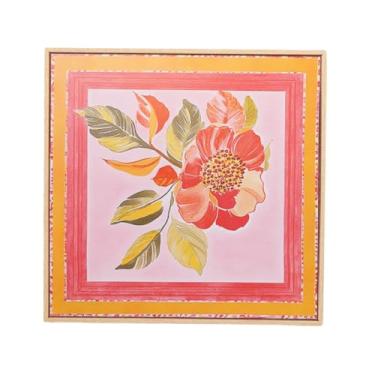 Imagem de Quadro Decorativo Floral Rosa 30×30 cm – Moldura Filete Moderna com Arte em Estampa Botânica para Decoração Aconchegante