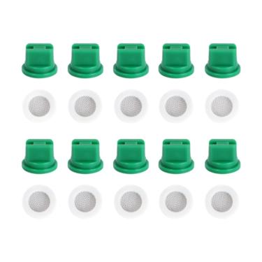 Imagem de Baoblaze Bocais de ponta de pulverização de ventilador de 10x bocais de pulverizador agrícola substitui 110 ° por 10 anéis de filtragem para o verão de, Verde