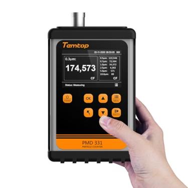 Imagem de Temtop Contador De Partículas Portátil Pmd331 - Monitor Pó Aerossol, Detecta 0,3Μm-10Μm, Certificado Iso-21501, Detecção Profissional Da Qualidade Do Ar Para Salas Limpas