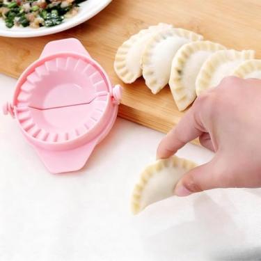 Imagem de Máquina de fazer bolinhos de massa, molde multifuncional Pierogi Pastelitos, prensa de bolinhos fácil de usar, ferramenta de cozinha durável para assar e cozinhar - rosa