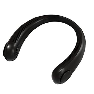 Imagem de WYUYIWH Ventilador de colar sem lâminas, ventilador esportivo com 3 velocidades ajustáveis, mãos livres, sem lâminas, ventilador portátil de pescoço, mini ventilador duplo para pendurar no pescoço