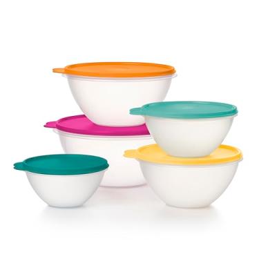 Imagem de Tupperware Heritage Wonderlier Conjunto de tigelas de armazenamento de alimentos com 10 peças em cores de fauna – Pode ser lavado na lava-louças e livre de BPA – (5 recipientes + 5 tampas)