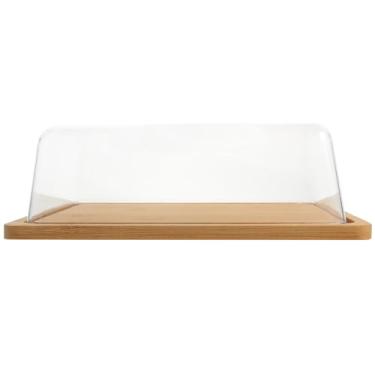 Imagem de ULTECHNOVO Suporte de bolo com tampa, prato de bolo de acrílico de 23 cm com tampa, suporte de placa, bandeja de sobremesa com tampa para assar cozinha, bandeja retangular grande e enseada de acrílico