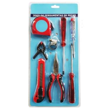 Imagem de Conjunto De Ferramentas 9 Peças Em Cromo Vanádio - Com Alicate Trena Chaves Estilete E Abraçadeiras