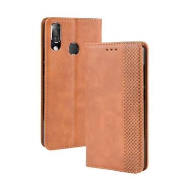 Imagem de Capa para Vodafone Vodafone Smart X9,Retro Flip magnético,Caso de telefone de couro PU,Design de carteira com 3 slots de cartão e 1 clipe de dinheiro -Brown