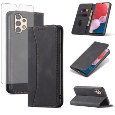 Imagem de Asuwish Capa carteira flip para celular Samsung Galaxy A13 4G/5G com protetor de tela de vidro temperado, fecho magnético, capa fólio, compartimento para cartão de crédito, suporte para A04s M13 G5 A