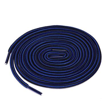 Imagem de Uxcell 3 pares de cadarços redondos listrados de cor dupla 1/5 de espessura para botas e tênis de caminhada, Royal Blue Black, 120cm / 47.24"