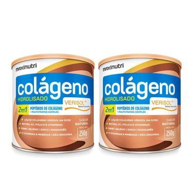 Imagem de Kit 02 Colágenos Verisol Maxinutri Lata 250g Sabor Natural
