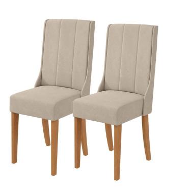 Imagem de Kit 2 Cadeiras Celina - Lopas Veludo Naturale Creme/amendoa Clean.