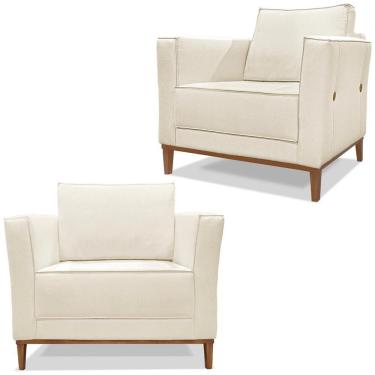 Imagem de Kit 2 Poltronas Decorativas Balli Pes Madeira Linho Natural Ezz Natural