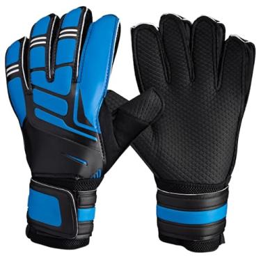 Imagem de LUMINFLY Luvas de goleiro de futebol de látex, proteção de dedo, alça de pulso dupla, design respirável para treinamento e jogos (azul, tamanho 8)