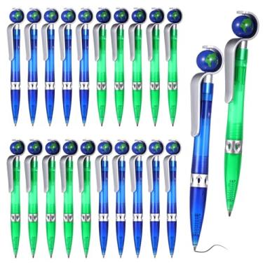 Imagem de Canetas School Globe, canetas volumosas em formato de escritório, 20 peças, esferográficas, fofas, púlpitos de tinta verde, escribas para dias de giros terrosos