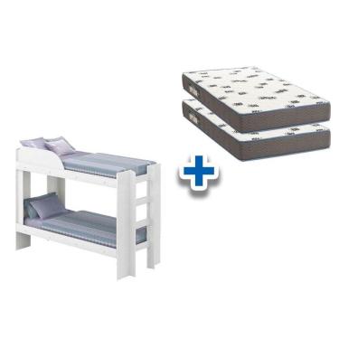 Imagem de Colchão D33 Ortobom (2Un) + Beliche Bia Branco