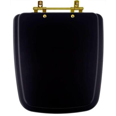 Imagem de Assento Sanitário Boss Matte Black Preto Fosco Para Vaso Incepa Com Ferragem Dourada