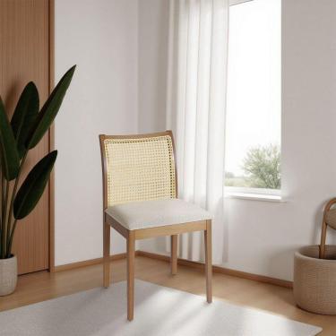 Imagem de Cadeira Para Jantar Juliana Jequitibá Natural Estrutura Em Madeira Maciça Linho Bege