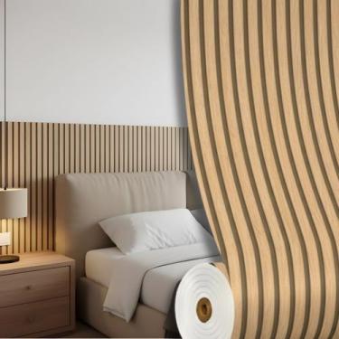 Imagem de Kit 3 Revestimento Ripado Marrom 3D Autoadesivo Madeira 300x60cm Placa