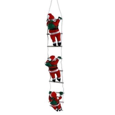 Imagem de Enfeite de Natal Papai Noel Escalador - Decoração Natalina para Porta, Árvore, Sacada, Janela, Cortina, Vitrines – 1, 2 ou 3 Papais Noéis (3 Papais Noéis)