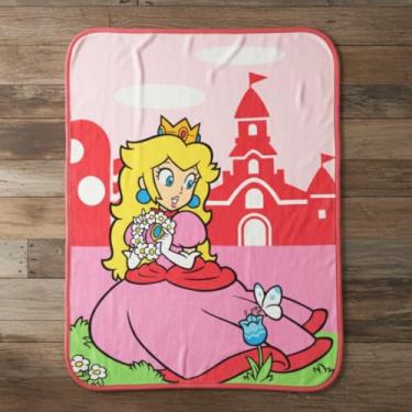 Imagem de Franco Super Mario Girl Princesa Pêssego Roupa de Cama Infantil Super Macio Cobertor de Pelúcia, 117 cm x 152 cm, (Produto Oficialmente Licenciado)