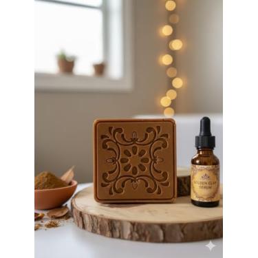 Imagem de Sabonete vegetal argila dourada para peles maduras, serve para rejuvenescer e revitalizar a pele.100 Gramas