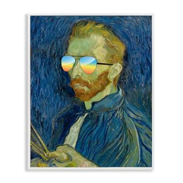 Imagem de Stupell Industries Óculos de sol Van Gogh engraçados cinza emoldurado arte giclée, design por Masters Redux, 76 x 61 cm