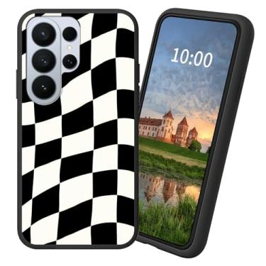 Imagem de Dikoer Capa para Samsung Galaxy S26 Ultra 5G TPU macia fosca para doces, acessórios para celular masculino e feminino, capa de proteção à prova de choque, preto e branco xadrez