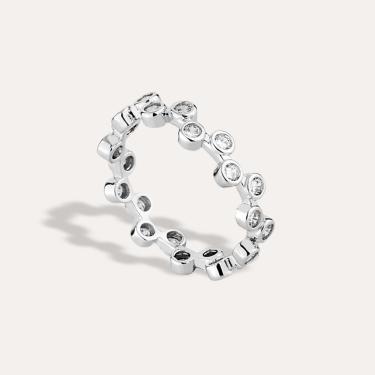 Imagem de Anel Pontos De Luz Banho Ródio Branco Milliá Aro 18