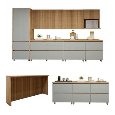 Imagem de Cozinha Completa Modulada 10 Peças 14 Portas 11 Gavetas Norten Nature-verde