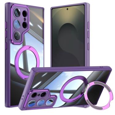 Imagem de Capa de telefone Vanki para Samsung Galaxy S25 Ultra compatível com magnético com suporte S25U Capa magnética com suporte de anel de 360 graus para Samsung S25 capa ultra transparente antiqueda (roxa)