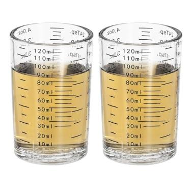Imagem de PATIKIL Copo medidor de shot, 2 peças de copos redondos transparentes de 120 ml, copo de medição de café expresso com 4 tipos de escala para utensílios de cozinha de café expresso líquido, preto