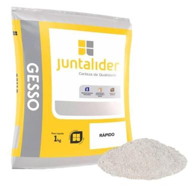 Imagem de Gesso Branco Estuque Pó Pacote 1Kg Secagem Rápido Artezanato Reparos R