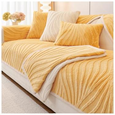 Imagem de SPXMQSS Capa para sofá, capa protetora de móveis de pelúcia universal em forma de L, espessa, quente, antiderrapante, 110 x 110 cm