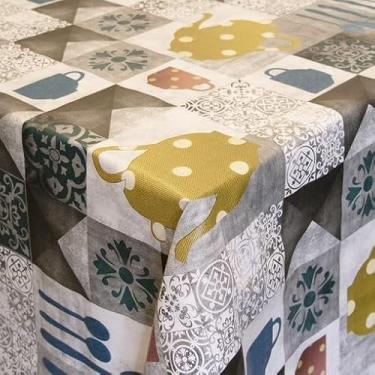 Imagem de Toalha de Mesa Plástica Térmica Impermeável para 4 6 e 8 Lugares Toalha Retangular Antiderramamento para Cozinha e Sala (ABSTRATO,8 Lugares)