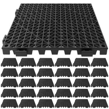 Imagem de Tioncy 30 peças de suprimentos de bancada para bar, tapetes interligados de 30 x 30 cm, forros de prateleira pretos de borracha, secagem de bar, café, tapetes antiderrapantes para bares, coquetéis e