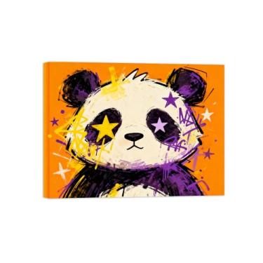 Imagem de Animais Pintura Arte Parede - Panda - Impressões em tela - Moderno Colorida Pôster para decoração sala de estar 60x80cm Tela Embrulhada