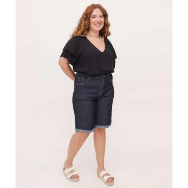 Imagem de Bermuda Plus Size Feminina Jeans Ciclista Barra Desfia-69041 - ECXO JE