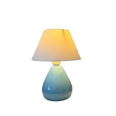 Imagem de Abajur Luminaria de Ceramica Porcelana Bivolt Cupula Gota para Decoração Quarto Escritorio Decoração(Azul)