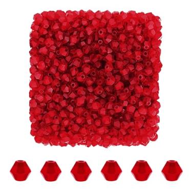 Imagem de Mandala Crafts Contas de cristal bicone rubi de 4 mm – 1500 contas de vidro facetadas para fabricação de joias, suprimentos de contas, artesanato DIY, pulseiras, colares, brincos e contas