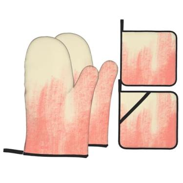 Imagem de Conjunto de luvas de cozinha estampadas com suportes de tampa, luvas de forno resistentes ao calor para manusear panelas quentes, grelhar, churrascos, kit de 4 peças.