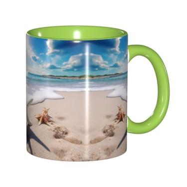 Imagem de Zeraoke Canecas de café criativas impressas na praia, personalizadas, presente para família, tamanho de 325 ml, unissex