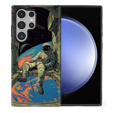 Imagem de WANKBLC Capa ultra brilhante compatível com Samsung Galaxy S23 para meninas e meninos, design de corpo inteiro, silicone macio, proteção contra arranhões, padrão maluco, retrô, astronauta, espaço