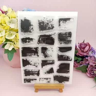 Imagem de Alinacutle Carimbo transparente de fundo com texturas de blocos de cores, carimbos transparentes de silicone, reutilizáveis, selos transparentes para artesanato em papel, artesanato, cartões, faça