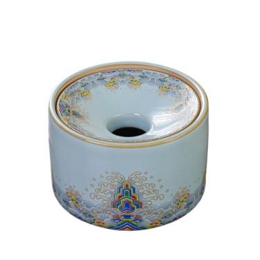 Imagem de Cinzeiro Cinzeiro redondo minimalista de cerâmica com tampa, ideal para sala estar ou escritório