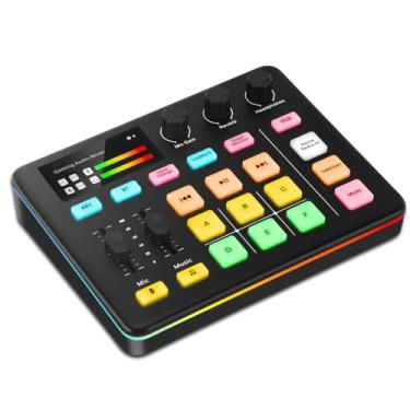 Imagem de Mixer De Audio Para Gaming, Painel de Controle RGB, Mixer De TransferêNcia Para Pc com XLR Interface de Microfone Para TransmissãO Ao Vivo, Dublagem, Podcast, Youtuber，Gamer