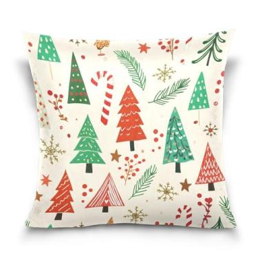 Imagem de Wassud Capa de almofada decorativa de árvore de Natal 45,7 x 45,7 cm para decoração de quarto de casa de fazenda (238)