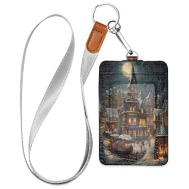 Imagem de Wassud Atmosfera de Natal Cordões de couro PU para crachás de identificação, porta-chaves, porta-crachás, cartões de crédito para funcionários de escritórios, estudantes, funcionários