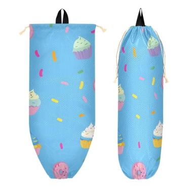 Imagem de xigua Suporte de parede para saco plástico Cupcakes com cordão 1 pacote, organizador de sacolas de supermercado reutilizável para bolsas, meias, roupas íntimas e gravatas