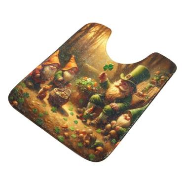Imagem de Burbuja Tapete de banheiro St Patrick Gathering, tapete de banho absorvente de pelúcia macio, base antiderrapante para piso de banheiro, oval em forma de U