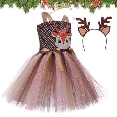 Imagem de Tutu de rena, fantasia de tutu de veado - Saia Tutu com Tiara de Chifre,Roupa tutu para meninas de 2 a 12 anos, fantasias de animais para cosplay de festa de aniversário