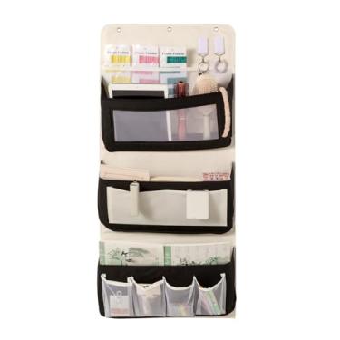 Imagem de Fasolara Organizador de armazenamento sobre porta, organizador de pendurar com vários bolsos com bolsos de malha, bolsas de armazenamento de parede, preto e branco (cinza + branco, pacote com 3