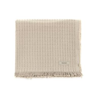 Imagem de Manta Sofá Poltrona Karsten Decorativa 100% Algodão Franja Atlanta (Porcelana)